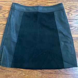 Faux leather and suede skirt